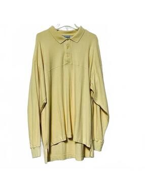 80s 90s Oversized Preppy Perry Ellis Pastel Yellow Drop Shoulder pullover 1X